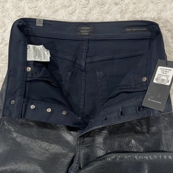 CITIZENS OF HUMANITY Olivia high-rise skinny ankle Sz 25 DarkNavy Leatherette - Picture 10 of 16